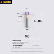 S-PARTS M6 Titanium Stem & Caliper Bolts — 30–70mm — 5mm Hex — L40mm / Rainbow