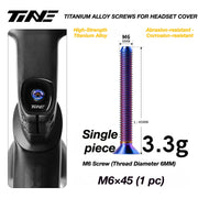 TiNE M6 Titanium Headset Top Cap Screws — 25 / 30 / 35 / 45mm — M6×45 Deep Blue