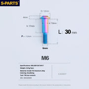 S-PARTS A3 M6 Umbrella Head Step Bolts — Candy — 36 Specifications — L30 D12 step screws D7.8 H17