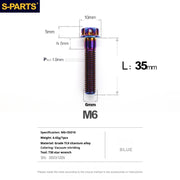 S-PARTS A3 M6 Titanium Bolts — 8–120mm — Blue — L35mm