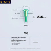 S-PARTS A3 M6 Umbrella Head Step Bolts — Green — 36 Specifications — L23.5 D15 step screws D8.9 H12