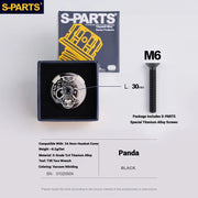 S-PARTS Titanium OD2 34.9 mm Laser Headset Cap — CNC Machined — Multiple Designs Available — Panda (Set) Black