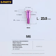 S-PARTS A3 M6 Umbrella Head Step Bolts — Purple — 36 Specifications — L23.5 D15 step screws D8.9 H12