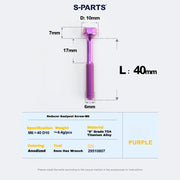 S-PARTS M6 Titanium Seatpost Step-Down Bolt & Nut Kit — 22 / 30 / 35 / 40mm — Purple