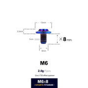 S-PARTS A3 D13 M6 Umbrella Head Titanium Bolts — 8–45mm — D13 M6×8mm / Blue