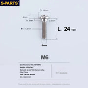 S-PARTS A3 M6 Umbrella Head Step Bolts — Titanium — 36 Specifications — L24 D14 step screws D9 H3