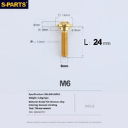 S-PARTS A3 M6 Umbrella Head Step Bolts — Gold — 36 Specifications — L24 D14 step screws D9 H3