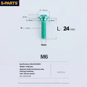 S-PARTS A3 M6 Umbrella Head Step Bolts — Green — 36 Specifications — L24 D14 step screws D9 H3