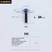 S-PARTS A3 M6 Umbrella Head Step Bolts — Blue — 36 Specifications — L24 D14 step screws D9 H3
