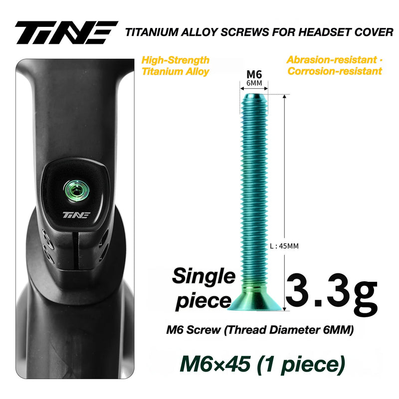 TiNE M6 Titanium Headset Top Cap Screws — 25 / 30 / 35 / 45mm — M6×45 Forest Green