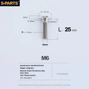 S-PARTS A3 M6 Umbrella Head Step Bolts — Titanium — 36 Specifications — L25 D15 step screws D10.4 H2
