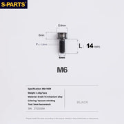 S-PARTS M6 Cylindrical Head Titanium Bolts — 10–25mm — M6×14mm / Black