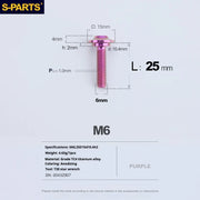 S-PARTS A3 M6 Umbrella Head Step Bolts — Purple — 36 Specifications — L25 D15 step screws D10.4 H2