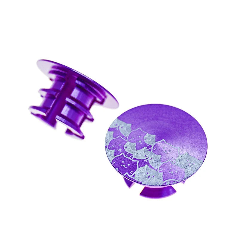 CNC Aluminum Titanium Handlebar End Plugs — 4.2g Road MTB Folding Bike Compatible — Purple Cat Pair 4.2g