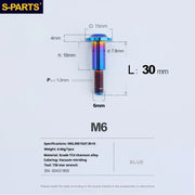 S-PARTS A3 M6 Umbrella Head Step Bolts — Blue — 36 Specifications — L30 D15 step screws D7.8 H16