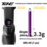 TiNE M6 Titanium Headset Top Cap Screws — 25 / 30 / 35 / 45mm — M6×45 Phantom Purple