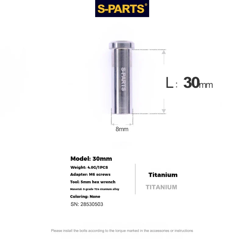 S-PARTS Titanium C-Clamp Fixing Nuts — 8–40mm — For M6 Bolts
