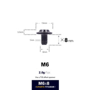 S-PARTS A3 D13 M6 Umbrella Head Titanium Bolts — 8–45mm — D13 M6×8mm / Black