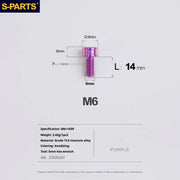 S-PARTS M6 Cylindrical Head Titanium Bolts — 10–25mm — M6×14mm / Purple