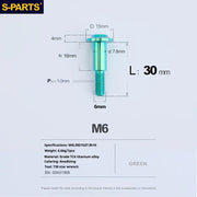 S-PARTS A3 M6 Umbrella Head Step Bolts — Green — 36 Specifications — L30 D15 step screws D7.8 H16