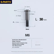 S-PARTS A3 M6 Umbrella Head Step Bolts — Black — 36 Specifications — L30 D12 step screws D7.8 H17