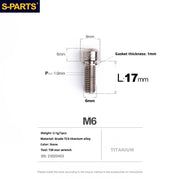 S-PARTS A2 M6 TC4 Titanium Bolts — 10–55mm — Multiple Colors — L17mm