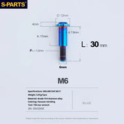 S-PARTS A3 M6 Umbrella Head Step Bolts — Blue — 36 Specifications — L30 D12 step screws D7.8 H17