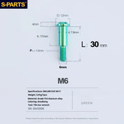S-PARTS A3 M6 Umbrella Head Step Bolts — Green — 36 Specifications — L30 D12 step screws D7.8 H17