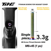 TiNE M6 Titanium Headset Top Cap Screws — 25 / 30 / 35 / 45mm — M6×45 Rainbow Oil Slick