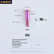 S-PARTS A3 M6 Umbrella Head Step Bolts — Purple — 36 Specifications — L30 D15 step screws D10 H16.5