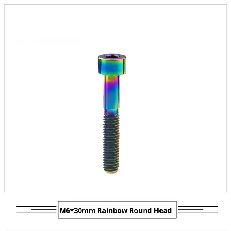 Titanium Seatpost Repair Bolt Kit — M5 / M6 / M7 — Tarmac SL8/SL9, TCR, Darimo & Pinarello — Cylindrical Head M6 × 30 Rainbow