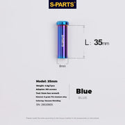 S-PARTS Titanium C-Clamp Fixing Nuts — 8–40mm — For M6 Bolts — 35mm / Blue