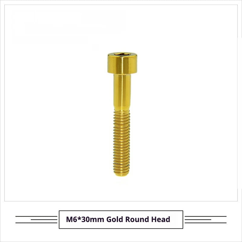 Titanium Seatpost Repair Bolt Kit — M5 / M6 / M7 — Tarmac SL8/SL9, TCR, Darimo & Pinarello — Cylindrical Head M6 × 30 Gold