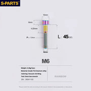 S-PARTS M6 Titanium Stem & Caliper Bolts — 30–70mm — 5mm Hex — L45mm / Rainbow