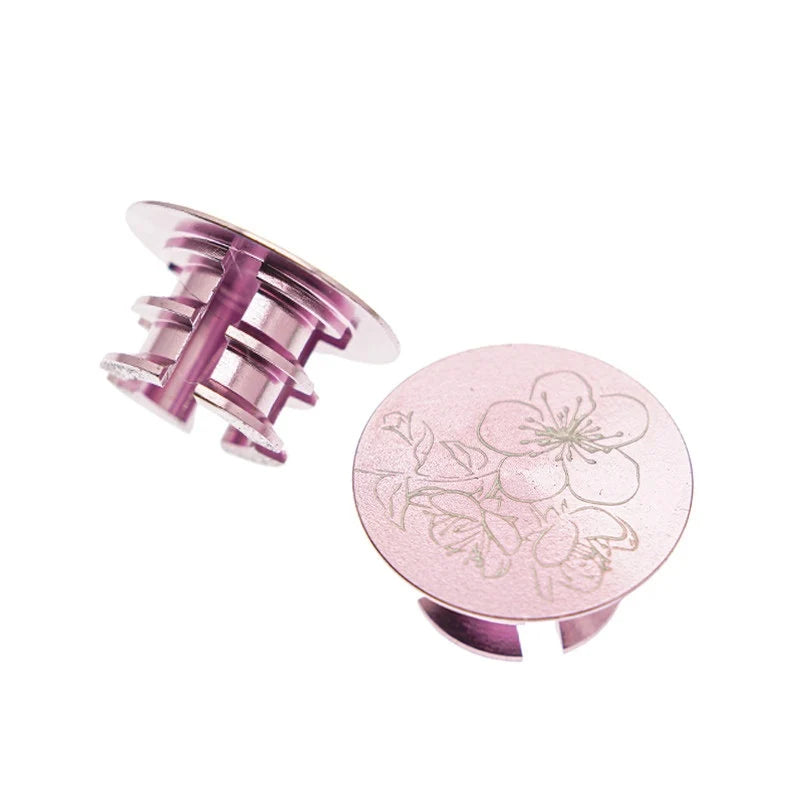CNC Aluminum Titanium Handlebar End Plugs — 4.2g Road MTB Folding Bike Compatible — Sakura Pink Sakura Pair 4.2g