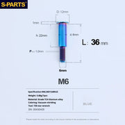 S-PARTS A3 M6 Umbrella Head Step Bolts — Blue — 36 Specifications — L36 D12 step screws D8 H22