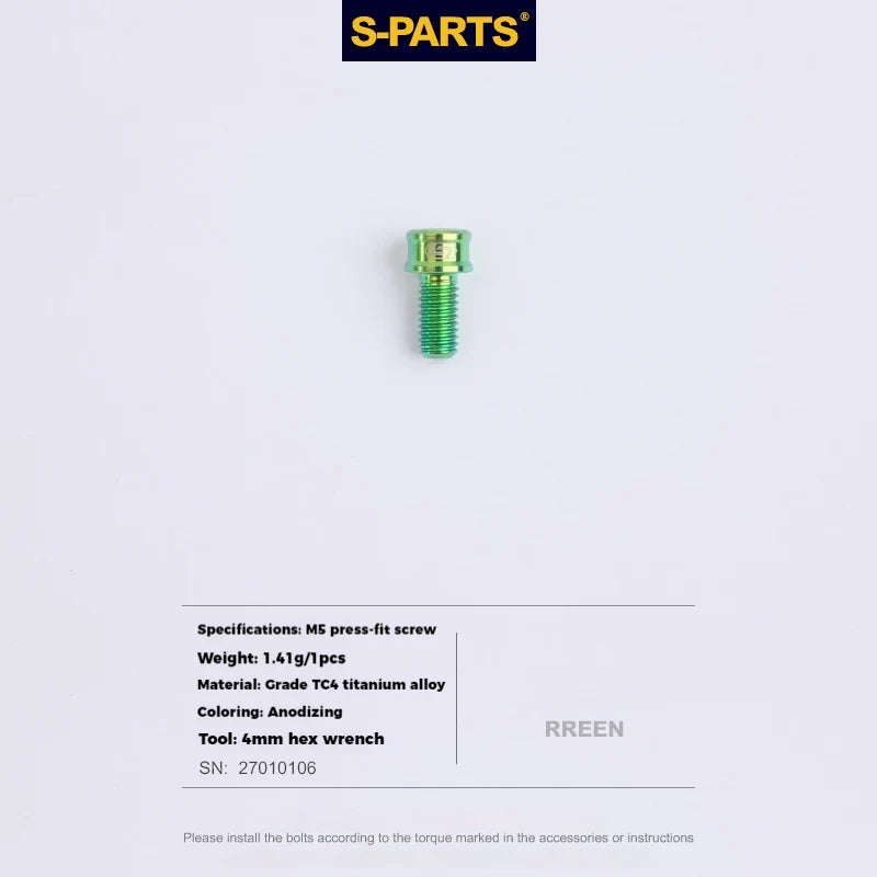 S-PARTS Titanium Cable Tension Bolts — M5/M6 — Derailleur & Brake