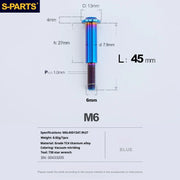 S-PARTS A3 M6 Umbrella Head Step Bolts — Blue — 36 Specifications — L45 D13 step screws D7.9 H27