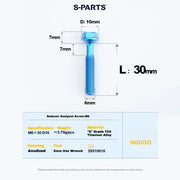 S-PARTS M6 Titanium Seatpost Step-Down Bolt & Nut Kit — 22 / 30 / 35 / 40mm — Indigo / 30mm