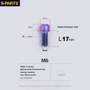 S-PARTS A2 M6 TC4 Titanium Bolts — 10–55mm — Multiple Colors — L17mm / Candy
