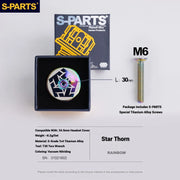 S-PARTS Titanium OD2 34.9 mm Laser Headset Cap — CNC Machined — Multiple Designs Available — Star Thorn (Set) Rainbow