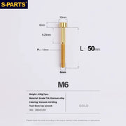 S-PARTS M6 Titanium Stem & Caliper Bolts — 30–70mm — 5mm Hex — L50mm / Gold