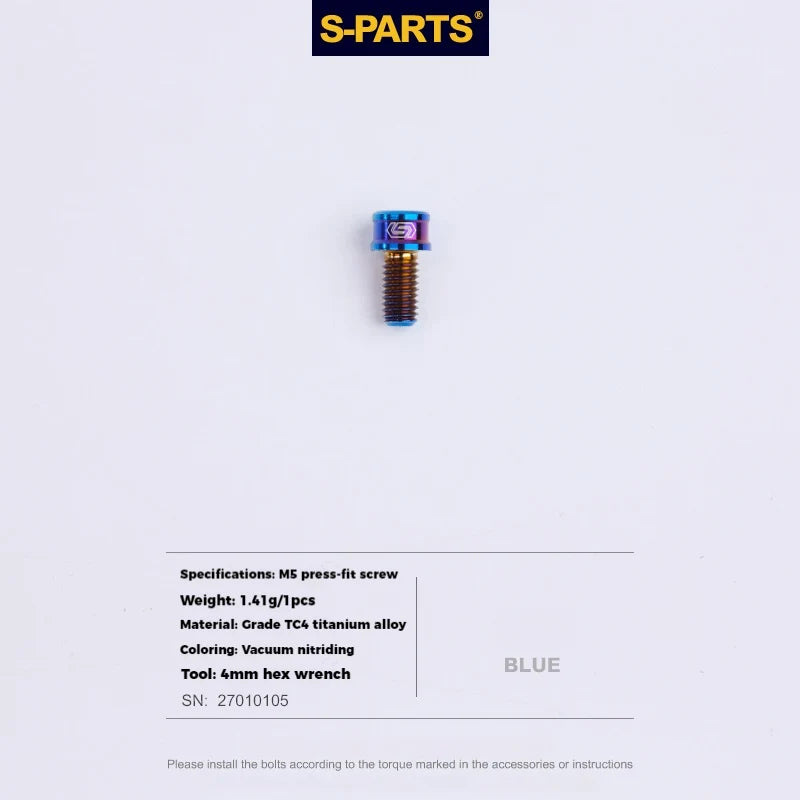 S-PARTS Titanium Cable Tension Bolts — M5/M6 — Derailleur & Brake