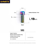 S-PARTS A2 M6 TC4 Titanium Bolts — 10–55mm — Multiple Colors — L19mm / Rainbow