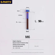 S-PARTS M6 Titanium Stem & Caliper Bolts — 30–70mm — 5mm Hex — L50mm / Blue