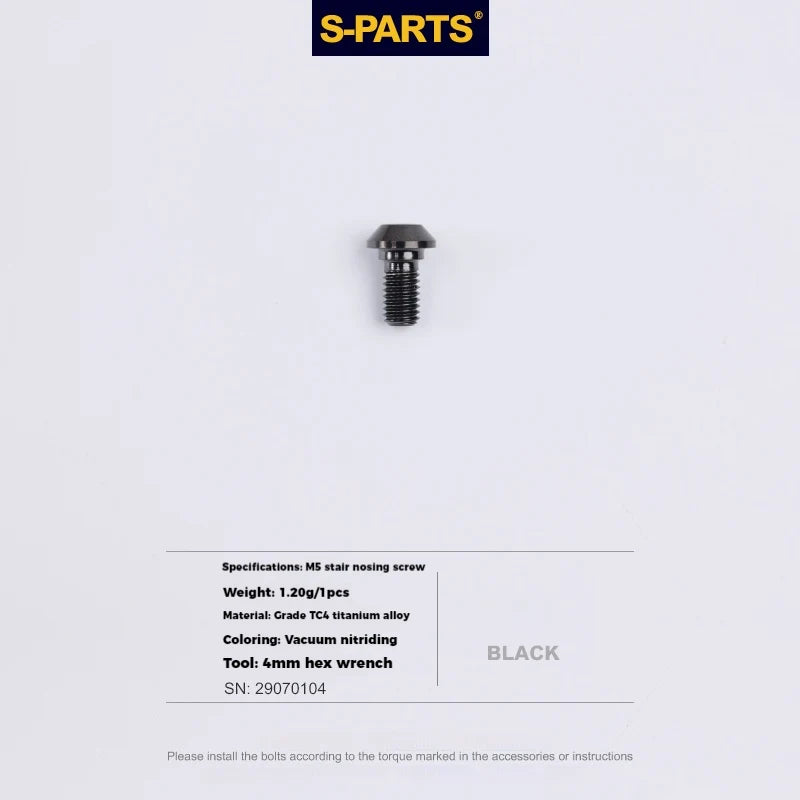 S-PARTS Titanium Cable Tension Bolts — M5/M6 — Derailleur & Brake — M5 Stepped Cable Tension Bolt / Black