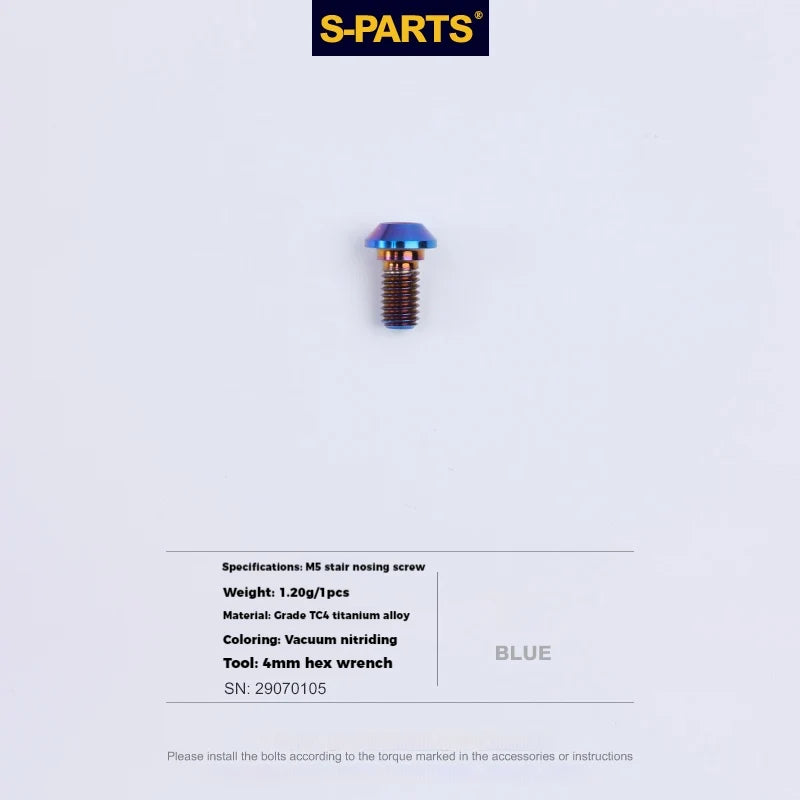 S-PARTS Titanium Cable Tension Bolts — M5/M6 — Derailleur & Brake — M5 Stepped Cable Tension Bolt / Blue