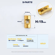 S-PARTS M6 Titanium Seatpost Step-Down Bolt & Nut Kit — 22 / 30 / 35 / 40mm — Gold / (Half) Cylindrical Nut (M6 D9.8 H19)