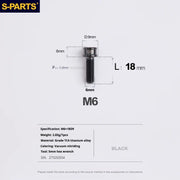S-PARTS M6 Cylindrical Head Titanium Bolts — 10–25mm — M6×18mm / Black