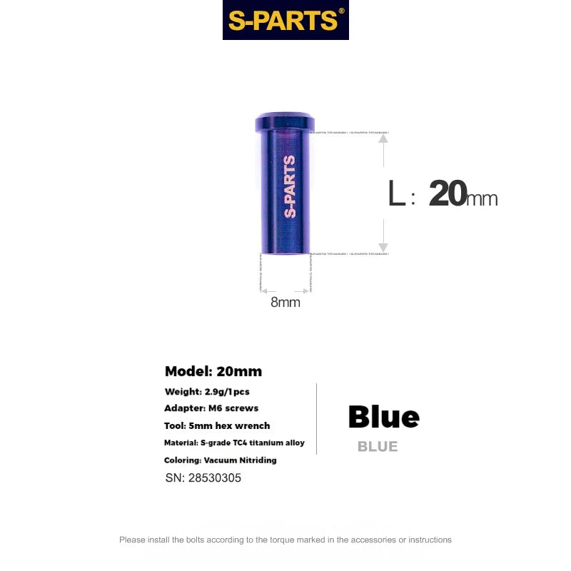 S-PARTS Titanium C-Clamp Fixing Nuts — 8–40mm — For M6 Bolts